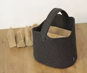 Holzkorb Filzkorb Filztasche Holztasche Kaminkorb Kamintasche Shopper Bag oval - Bild 1 von 5