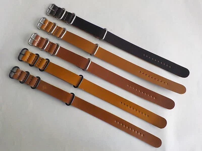 Echt SHELL CORDOVAN - Militär Durchzugsband - 18, 20, 22 oder 24 mm - NEU - Bild 1 von 2