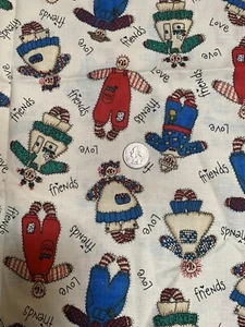 - Vintage  Set Of 2 Country Raggedy Ann & Stripe Set Cotton Fabric - Picture 1 of 1