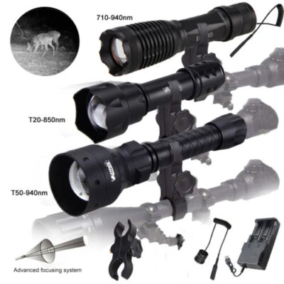 Laser IR Infrared Zoom Flashlight Night Vision Hunting Torch Lamp Scope +Battery - Image 1 of 4
