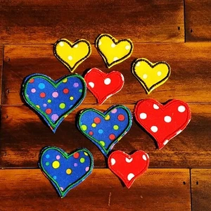 Hearts Patch Iron-On Cute Hearts Set of 3 Hearts Applique Embroidered Music - Picture 1 of 12