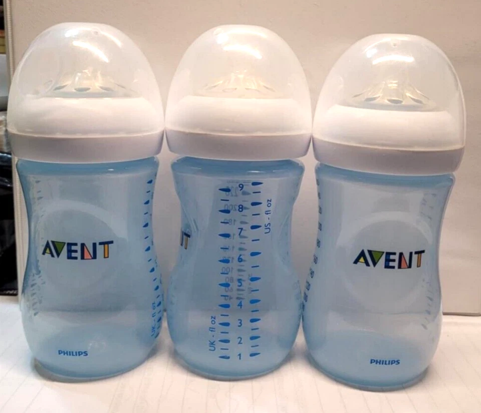 Philips Avent Natural Wide Neck Baby Bottles Blue 9oz (set of 3) - Image 1 of 1