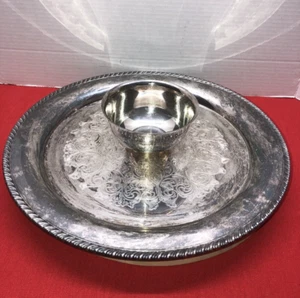 "Bandeja para servir plata WM Rogers placa de astillas y inmersión Oneida LTD plateros 15" - Imagen 1 de 11