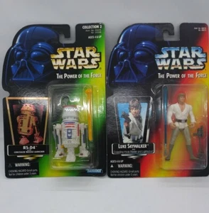 Star Wars POTF tarjeta verde R5-D4 y Star Wars POTF tarjeta roja Luke Skywalker Kenner - Imagen 1 de 9