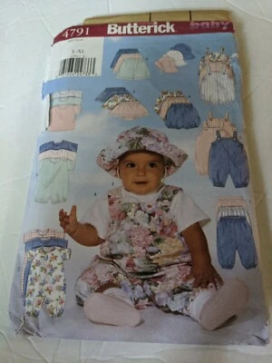 1996 BUTTERICK 4791 Infants' T Shirt Romper Jumpsuit Skirt Shorts Pants Hat L-XL - Image 1 of 2