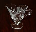 Heisey Rose Vintage Blown Glass 4" Footed Creamer With Etched Rose Design