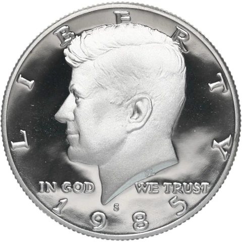 1985 S Kennedy Half Dollar Gem Deep Cameo CN-Clad Proof Coin Cover