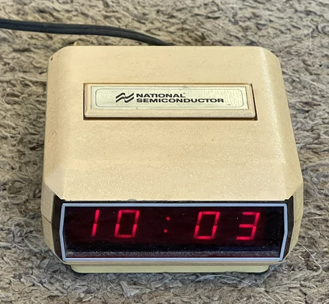 Vintage National Semiconductor LED Alarm Clock, Model 510A-4-P2, 4x4 1/2” Cover