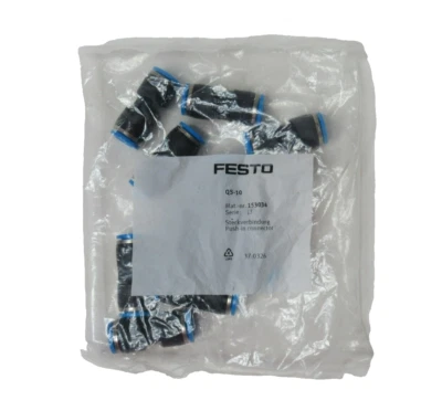 (NEW - Pack of 10) FESTO QS-10 , 153034 Push-In Straight Connector - Image 1 of 3