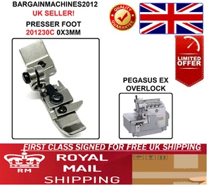201230C 0X3 mm pie de prensa Pegasus Ex Overlock pieza de máquina de coser industrial - Imagen 1 de 4
