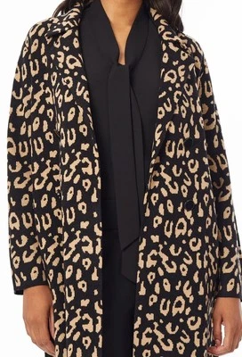 Nueva Chaqueta Suéter Para Mujer Kasper Tejida Estampado Leopardo Talla XL Foto 1 de 2