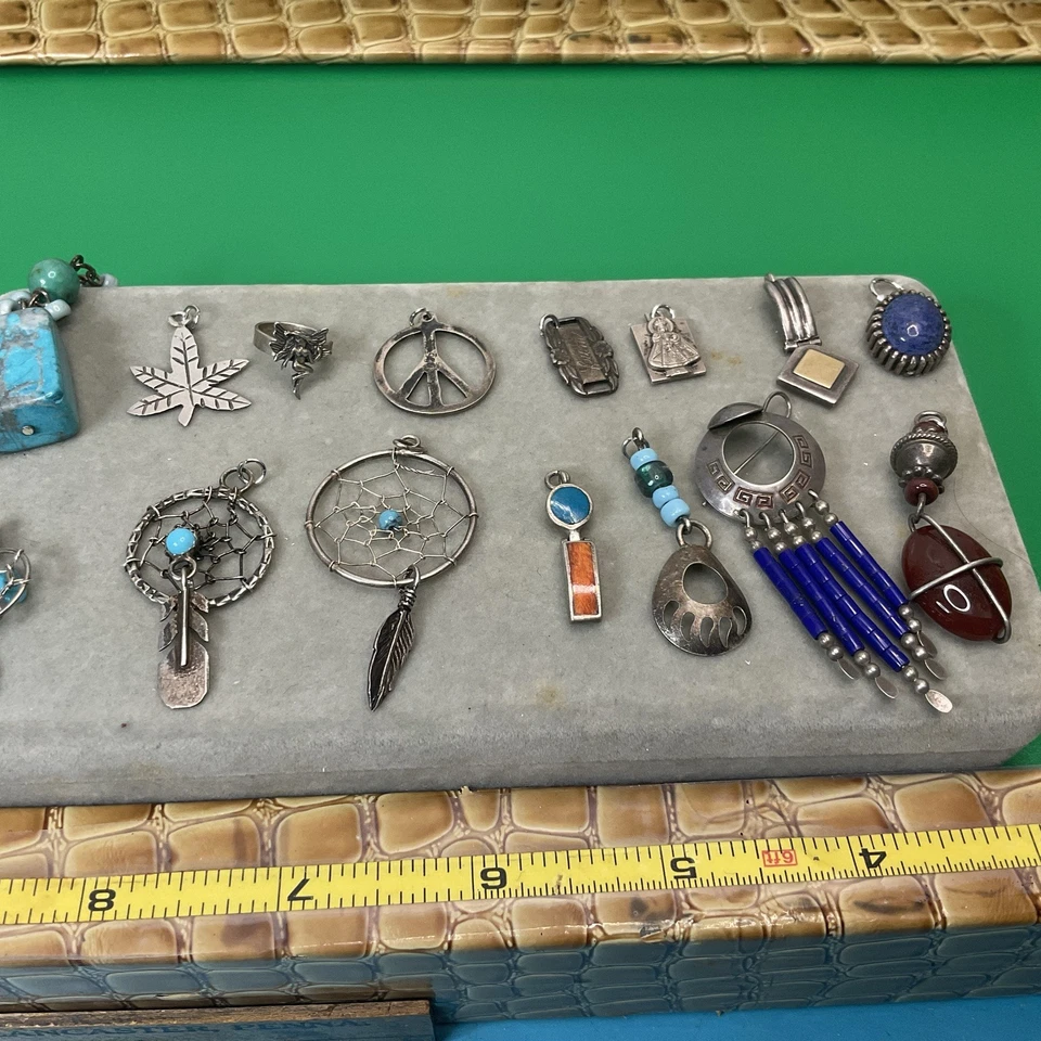 Lote de 15 colgantes de plata esterlina vintage dijes fabricación de joyas probado turquesa Foto 1 de 4