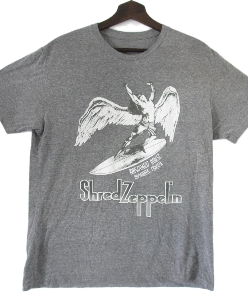 Camiseta De Colección Shred Zeppelin Para Hombre M/L Gris Surf Playa Costera Gnarly Stoked Foto 1 de 4
