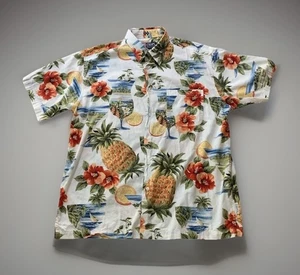 Vtg Chaps Ralph Lauren Floral Tropical Shirt Mens Large Button Up Short Sleeve - Picture 1 of 11