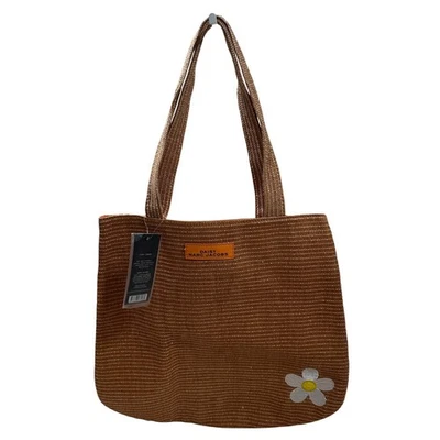Daisy Marc Jacobs Women's Tote Tan Woven Lined Fabric Embroidered Beach Large - Image 1 of 4