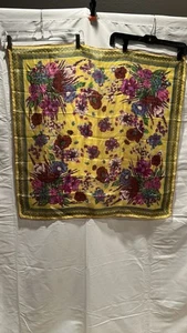 Vintage Woman’s 100% Silk Scarf Yellow Floral 31”x 31” made in Japan - Picture 1 of 6