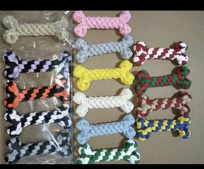 3件装狗绳咀嚼玩具硬牙训练玩具多色Sm & Med狗 — 第 1/3 张图片