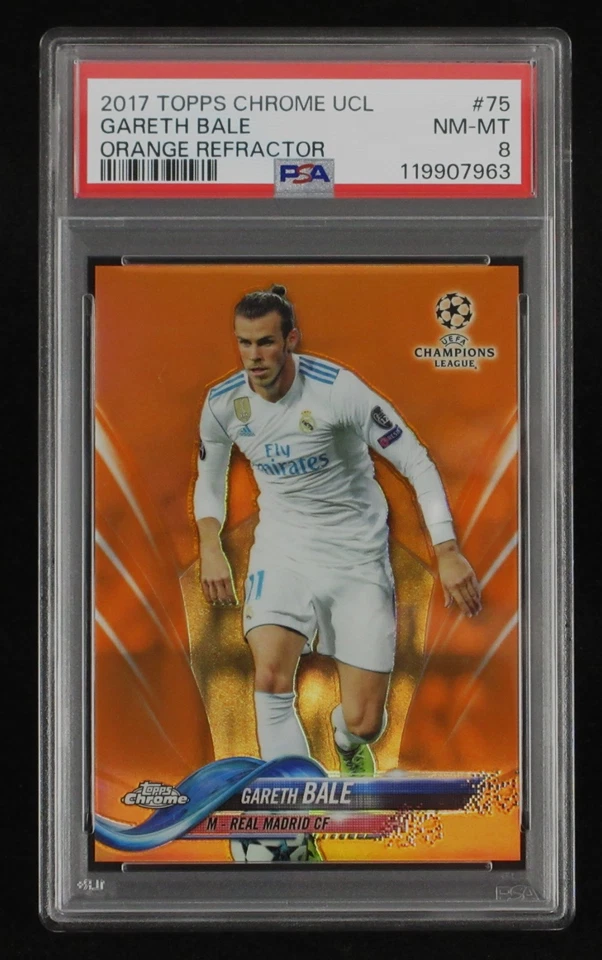2017 Topps Chrome UCL Gareth Bale #75 Orange Refractor /25 Real Madrid PSA 8 - Image 1 of 4