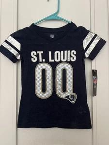 St. Louis Rams NFL Mädchen V-Ausschnitt dunkelblau Mode Trikot T-Shirt Größe L 7/6x - Bild 1 von 4