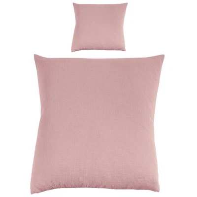 2tlg Musselin Bettwäsche Set 135x200+80x80 Rosa Bettbezug Kissenbezug Garnitur - Bild 1 von 3