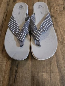 Clarks Cloudsteppers Arla Glison Grey Flip Flop Wedge Sandals Women’s Size 12M - Picture 1 of 6