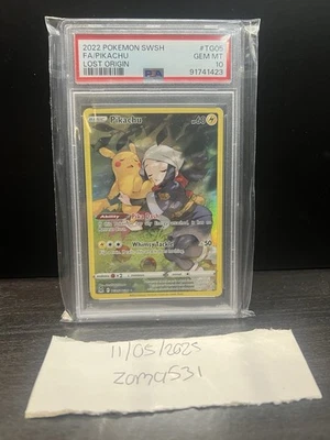 Pokémon PSA 10 Lost Origin Pikachu Trainer Gallery Graded Slab TCG Card. - Image 1 of 2