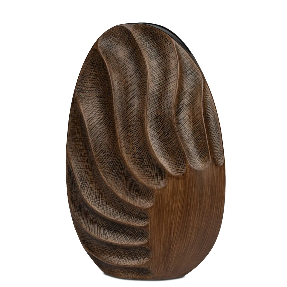 Dekovase HOLZOPTIK oval H. 45cm braun mit Relief Kunststein Formano H25 - Bild 1 von 1