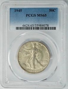 Demi liberté à pied 1945 50c MS65 PCGS 950049-1 - Photo 1/4