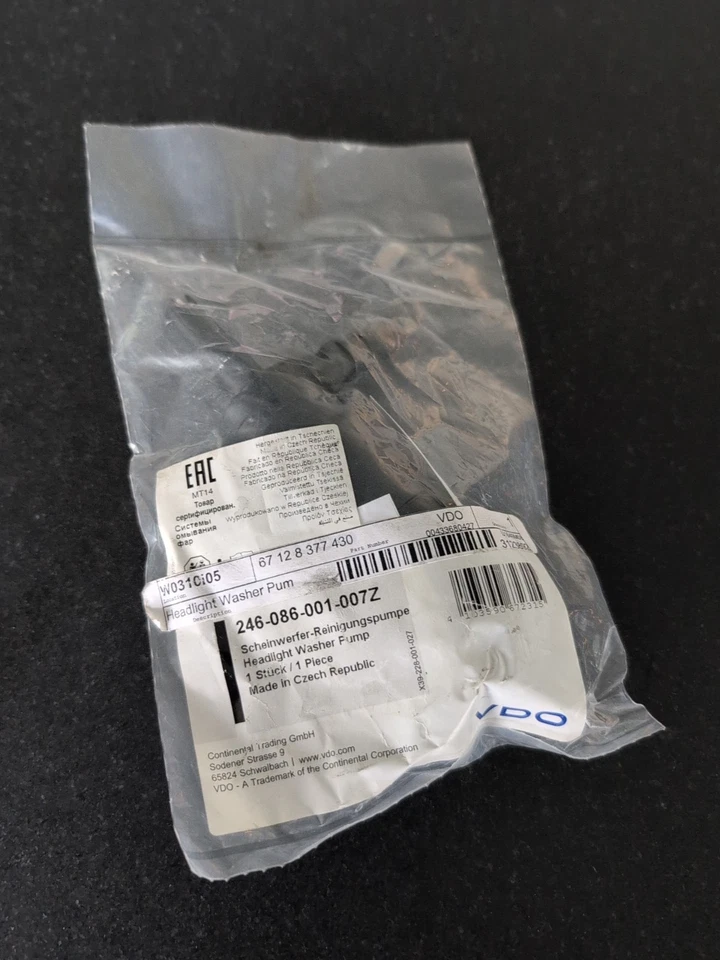 Насос омывателя фар для BMW E36 E46 E60 E65 E85 VDO от оригинального производителя - 67 12 8 377 430 - Изображение 1 из 1