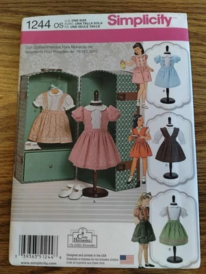 1244 Simplicity, FF, Sewing Pattern for 18 inch Doll Clothes, 2014, New - Image 1 of 4
