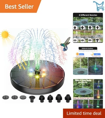 Solar Powered Fountain Glass Panel 4W LED Lights Nozzles for Garden Pond - Image 1 of 4