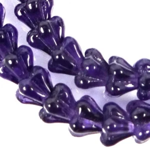 25 cuentas de flores de campana de bebé de vidrio checo - tanzanita 6x4 mm - Imagen 1 de 2
