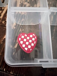 Red and White Checkered Heart Shoe Charm - Picture 1 of 1