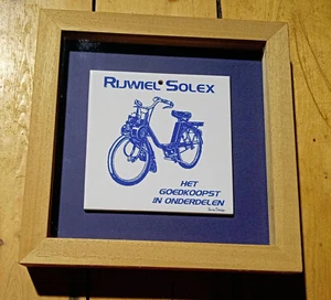 Velosolex Keramik - Kachel RIJWIEL SOLEX im Buchenholzrahmen mit Museumsglas - Bild 1 von 5