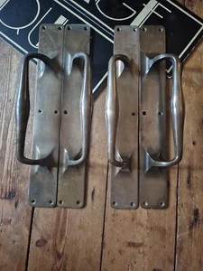 Pair Large antique vintage old art deco Door school shop Handles Pulls 15 " - Picture 1 of 16