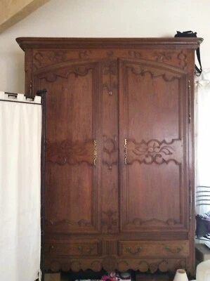 ANCIENNE ARMOIRE LORRAINE EN CHÊNE 3 étagères ou penderie 2 Tiroirs Très Belle ! - Photo 1/4
