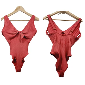 Robin Piccone Ava Knot One-Piece Cheeky Underwire Swimsuit in Coral Size 12 - Picture 1 of 15
