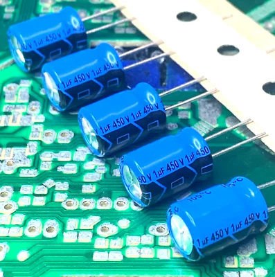 5x Vishay 1uF 450V 105° Condensatori Elettrolitici Ø8x11,5mm ±20% ( 5 pezzi ) - Immagine 1 di 2