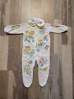 Vintage Baby Footed Sleeper 0-3 Mo Safari party Zoo animals one piece Unisex 