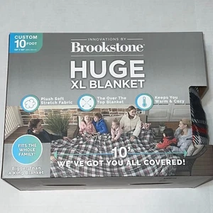 Brookstone Huge XL Blanket SOFT Jumbo 10' x 10' Red Check Plaid NEW Extra Large - Picture 1 of 7