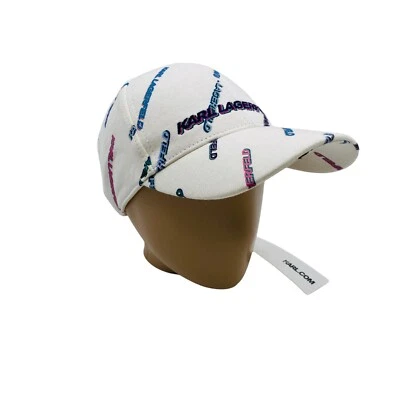 Karl Lagerfeld Donne Bianco Logo Baseball Twill Cappello Taglia Unica - Immagine 1 di 4