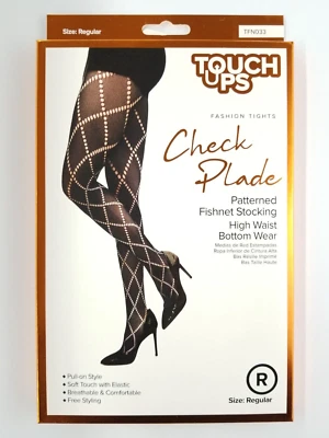Pantimedias TOUCH UPS a Cuadros Cintura Alta Estampadas Medias de Red Foto 1 de 4