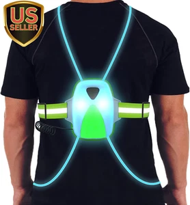 LED Reflective Running Vest with High Visibility Front Safety Light, 6 Bright... - Picture 1 of 6