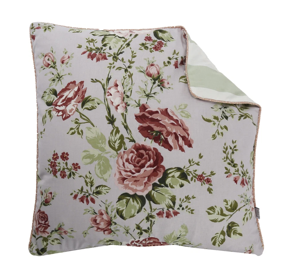 AU Maison Pillow Sophia Flowers/Stripes Mint 50x50 Decorative With Filling - Image 1 of 1