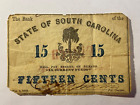 1863 15 Cent The Bank of the State of South Carolina Note CIVIL WAR Era Note