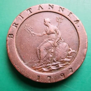 1797 George III 2 pence large copper coin 2 oz weight #960 - Picture 1 of 2