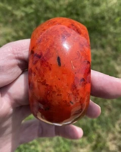 Mid Century Marbled Red Bakelite Chunky Bangle Bracelet 1.5” Wide. - Picture 1 of 9