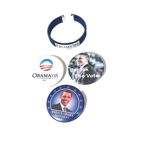 Obama 2008 Campaign Photo Button Pins and Bracelet Barack the Vote Lot of 4 - Picture 1 of 3