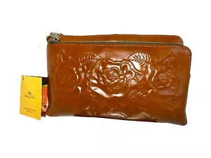 Patricia Nash handgefertigte rosa geformte Lederhandtasche Handtasche Clutch Varone hellbraun - Bild 1 von 13