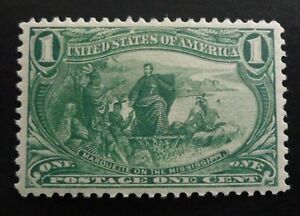 SCOTT #285 XF-SUPERB MINT XLH  1898 GREEN MARQUETTE ON THE MISSISSIPPI RIVER